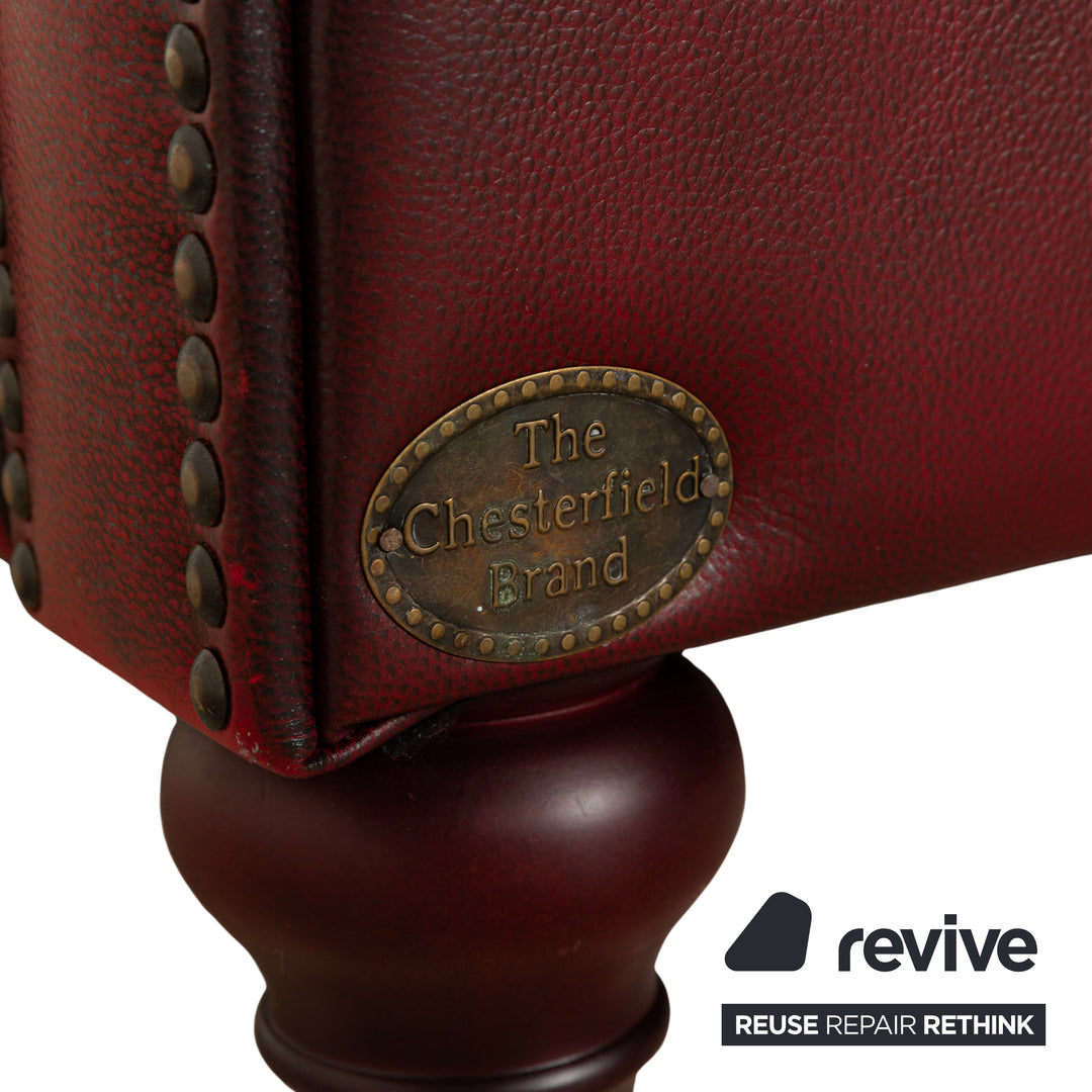 Chesterfield Leather Armchair Red Brown Vintage