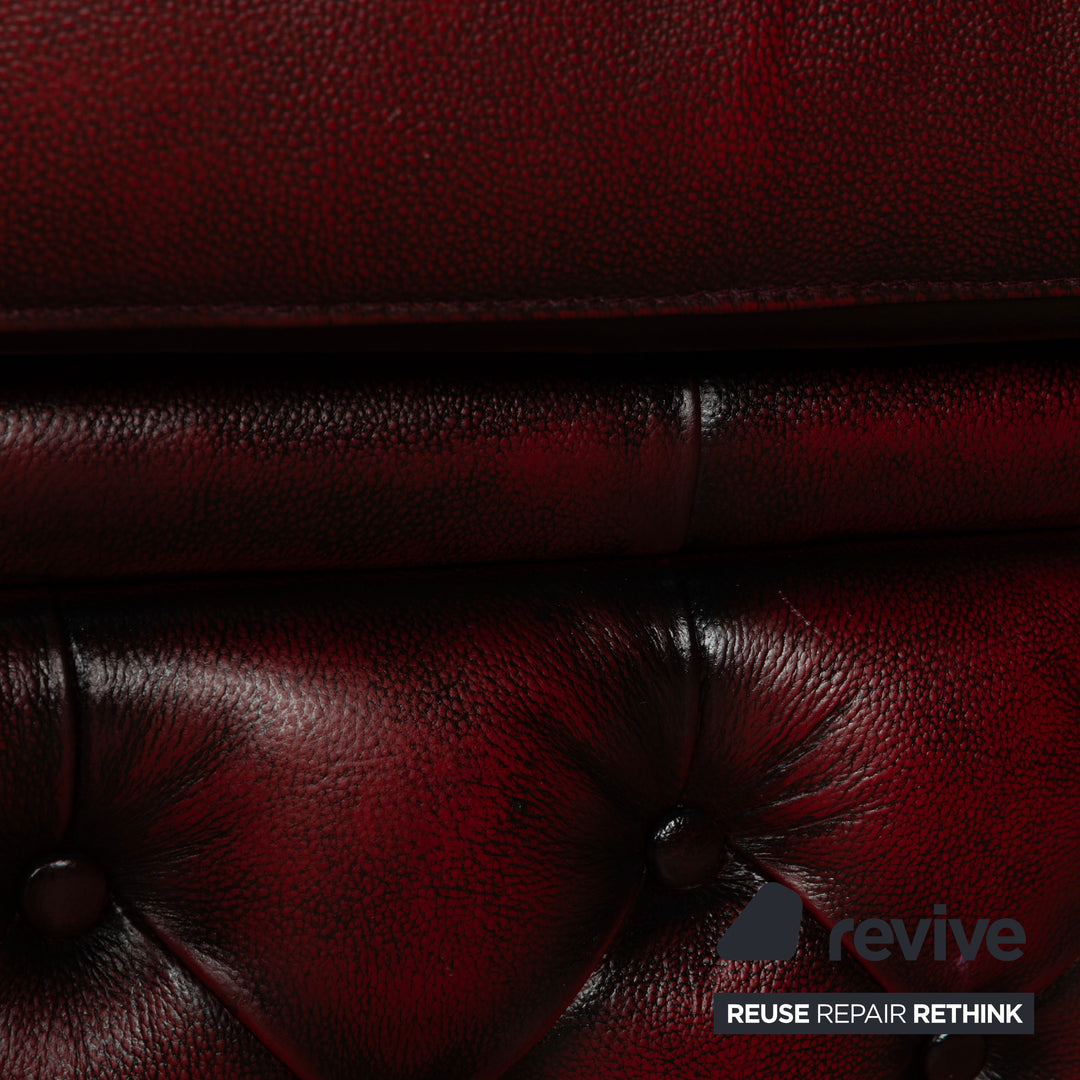 Chesterfield Leather Armchair Red Brown Vintage