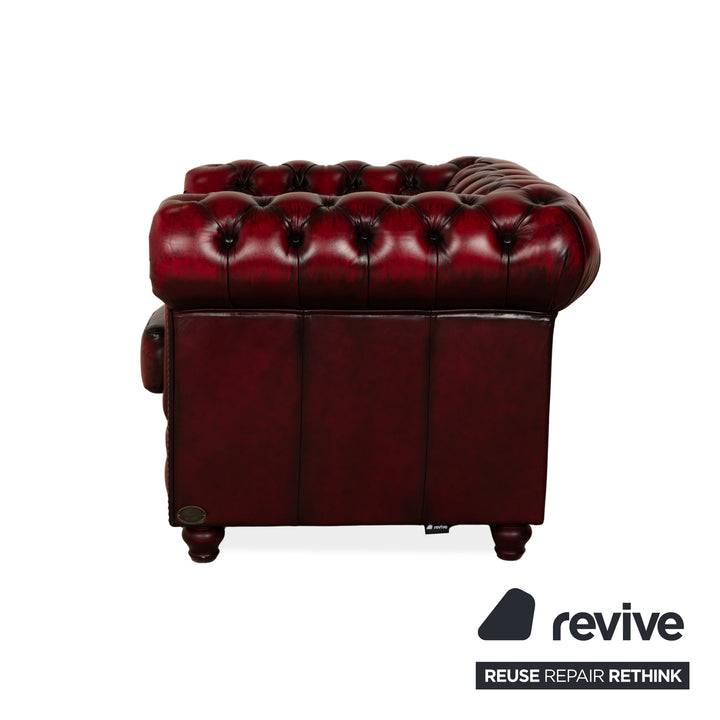 Chesterfield Leder Sessel Rot Braun Vintage