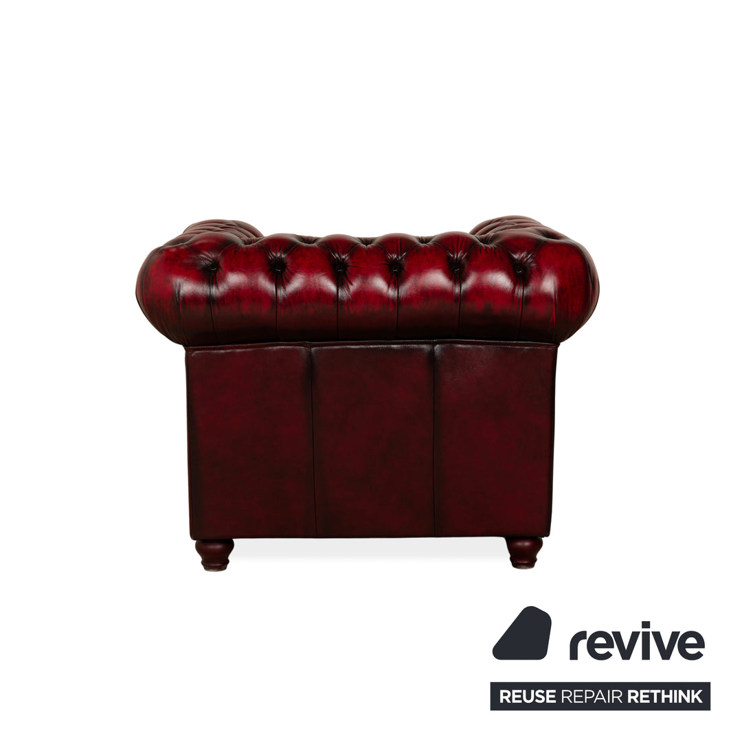 Chesterfield Leder Sessel Rot Braun Vintage