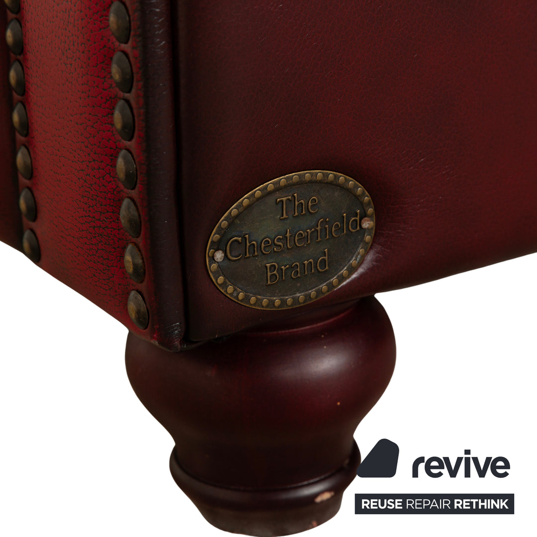 Chesterfield Leder Sessel Rot Braun Vintage