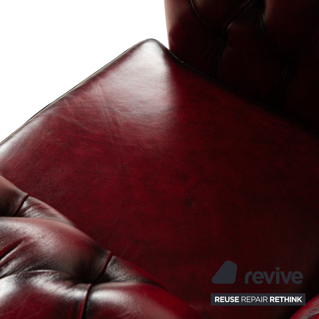 Chesterfield Leder Sessel Rot Braun Vintage