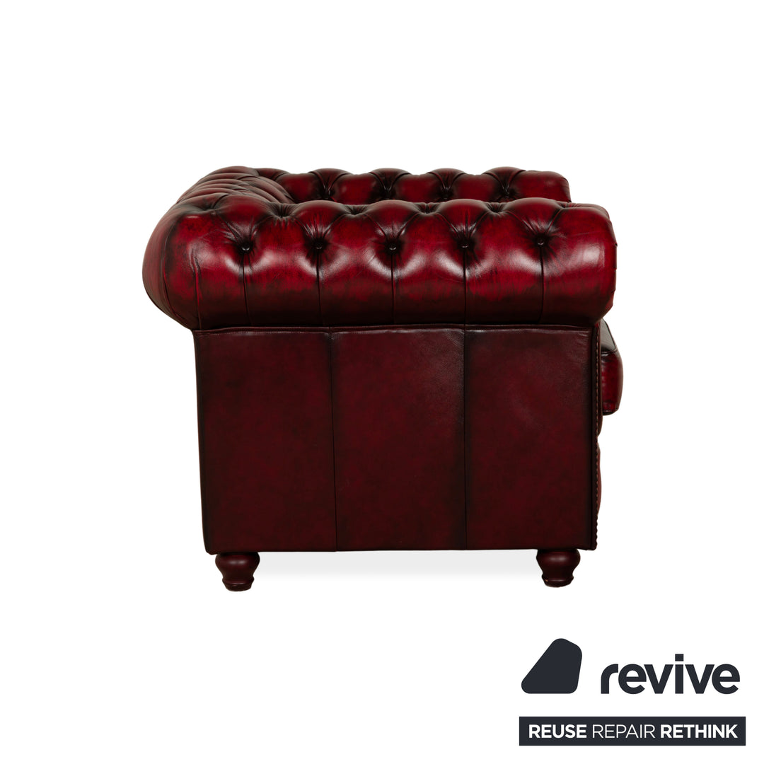Chesterfield Leder Sessel Rot Braun Vintage