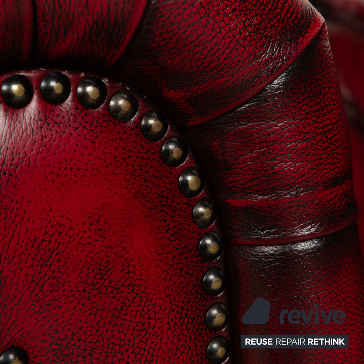 Chesterfield Leder Sessel Rot Braun Vintage