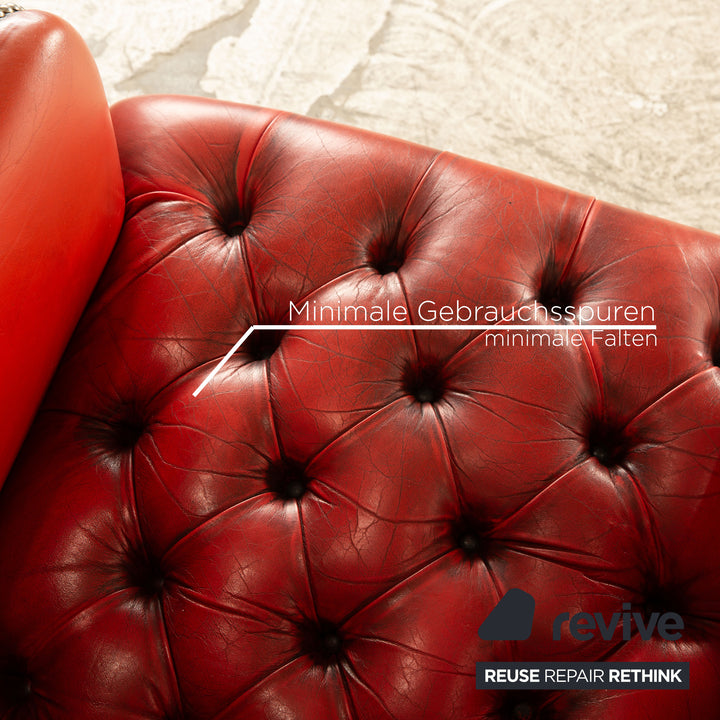 Fauteuil Chesterfield en cuir rouge