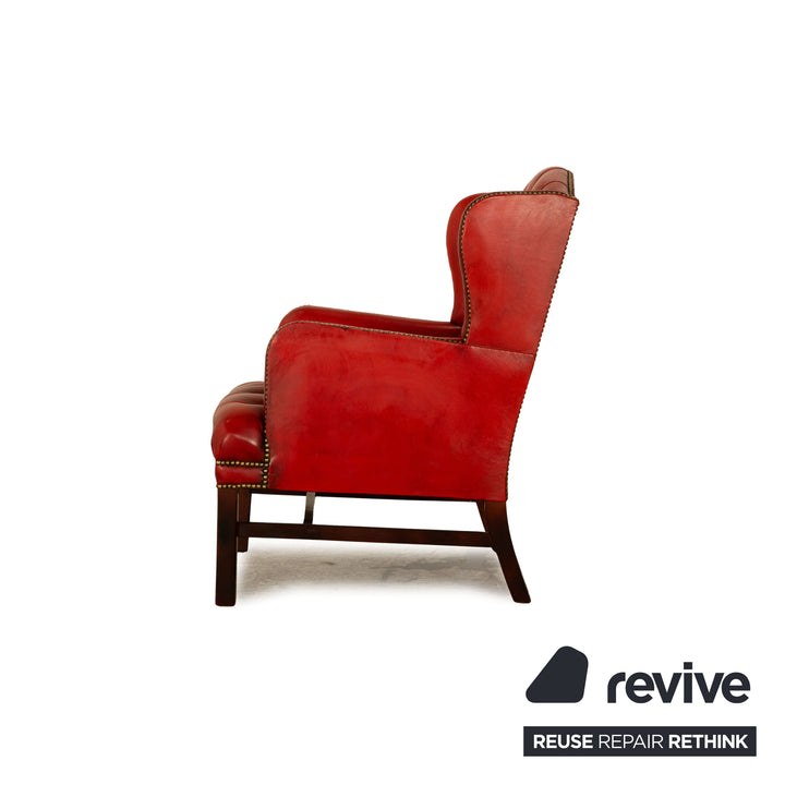 Fauteuil Chesterfield en cuir rouge