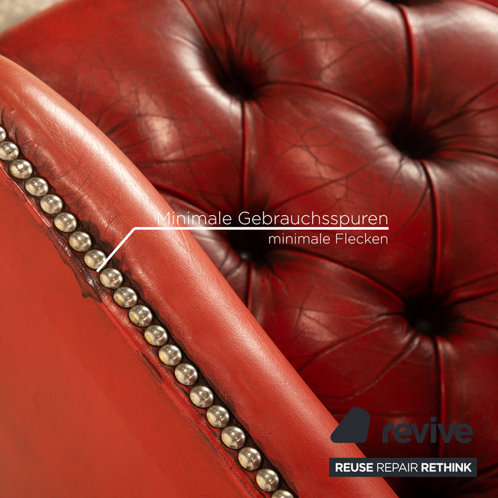 Fauteuil Chesterfield en cuir rouge