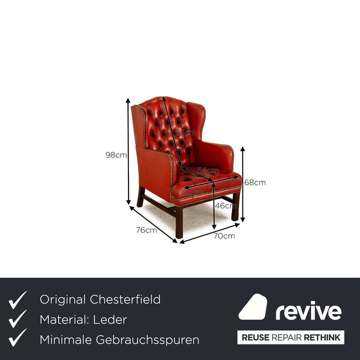 Fauteuil Chesterfield en cuir rouge