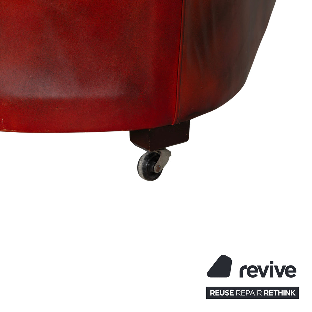 Chesterfield Leather Sofa Brown Red Four-Seater Couch