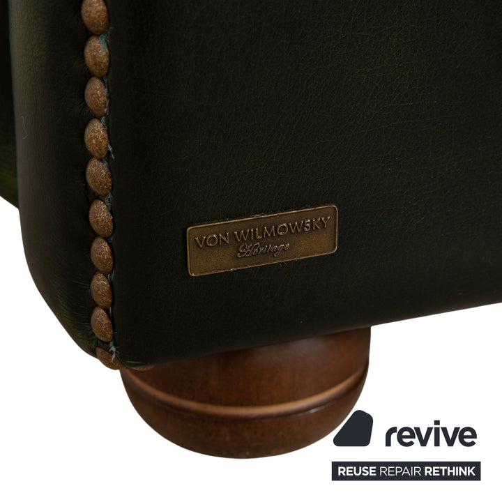 Chesterfield Leder Viersitzer Dunkelgrün Sofa Couch Vintage