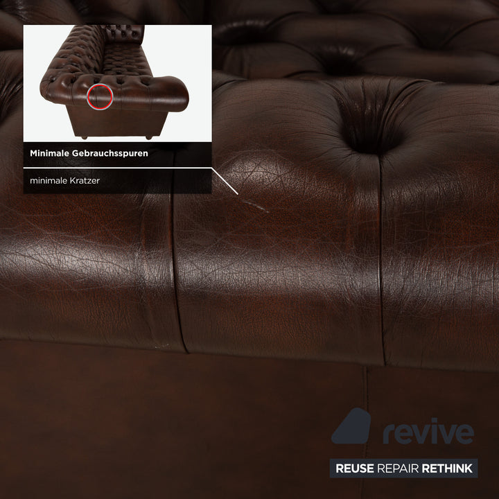 Chesterfield Leder Zweisitzer Braun von Wilmowsky Sofa Couch