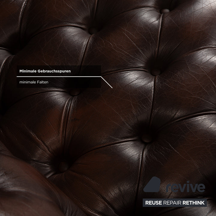 Chesterfield Leder Zweisitzer Braun von Wilmowsky Sofa Couch
