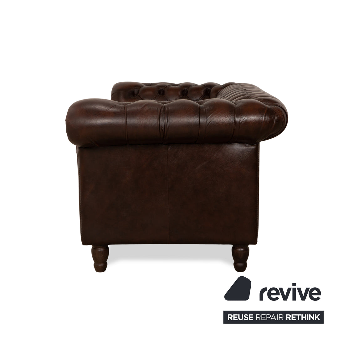 Chesterfield Leder Zweisitzer Braun Mokka von Wilmowsky Sofa Couch