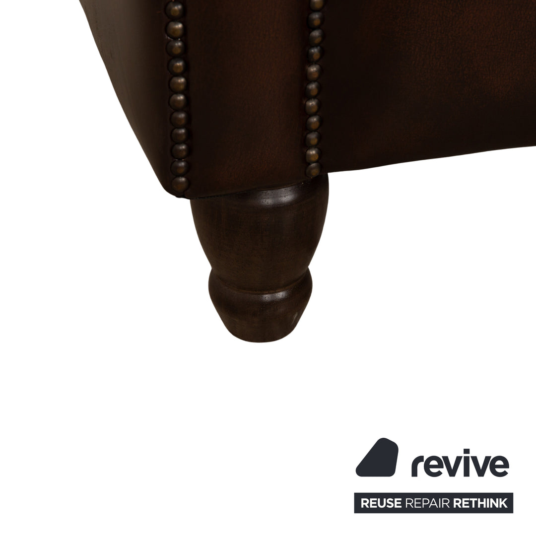 Canapé Chesterfield deux places en cuir marron par Wilmowsky