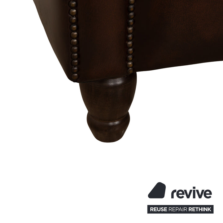 Canapé Chesterfield deux places en cuir marron par Wilmowsky