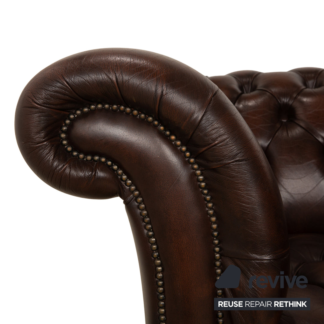 Chesterfield Leder Zweisitzer Braun von Wilmowsky Sofa Couch