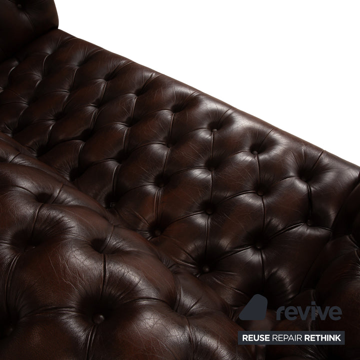 Chesterfield Leder Zweisitzer Braun von Wilmowsky Sofa Couch