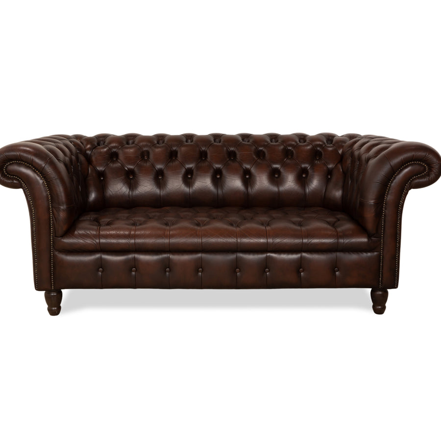 Chesterfield Leder Zweisitzer Braun von Wilmowsky Sofa Couch