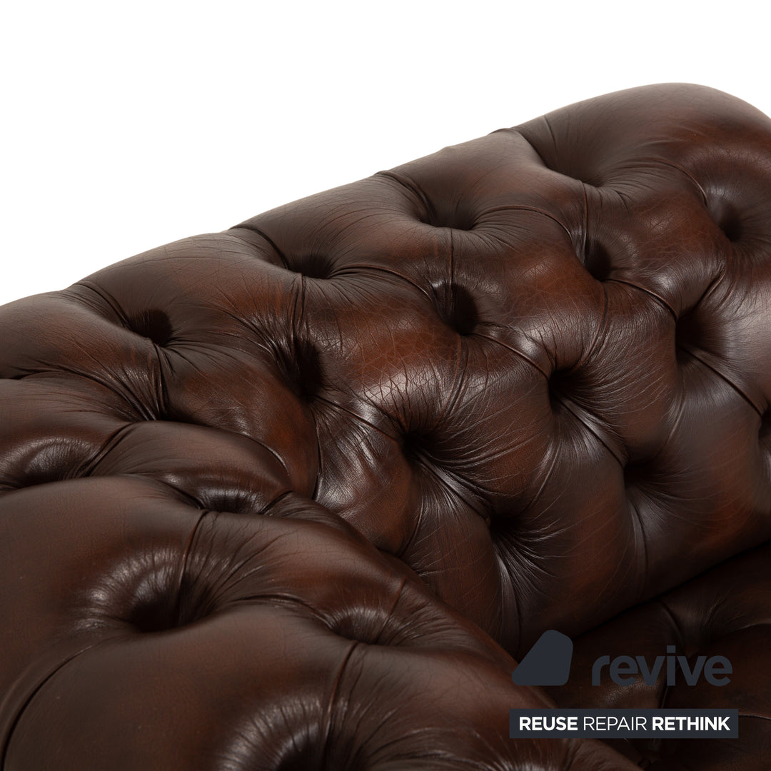 Chesterfield Leder Zweisitzer Braun von Wilmowsky Sofa Couch