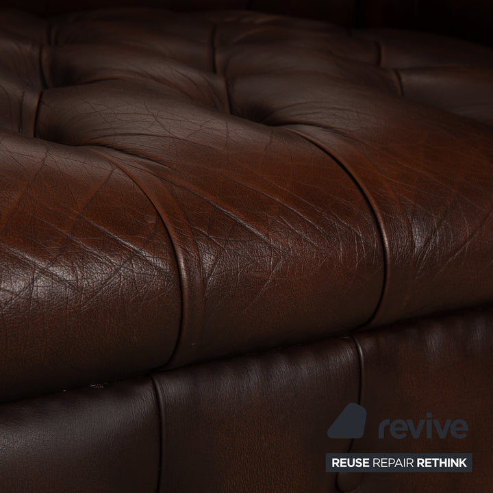 Chesterfield Leder Zweisitzer Braun von Wilmowsky Sofa Couch