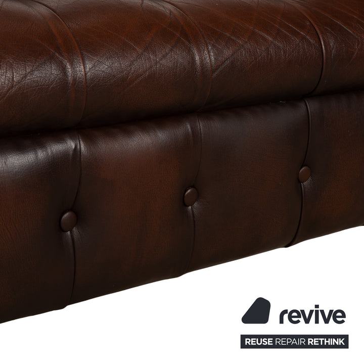 Chesterfield Leder Zweisitzer Braun von Wilmowsky Sofa Couch
