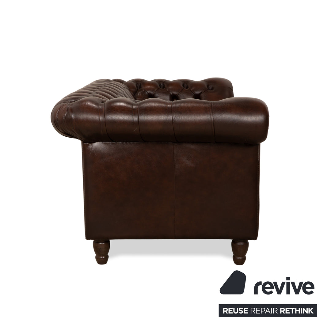 Chesterfield Leder Zweisitzer Braun von Wilmowsky Sofa Couch