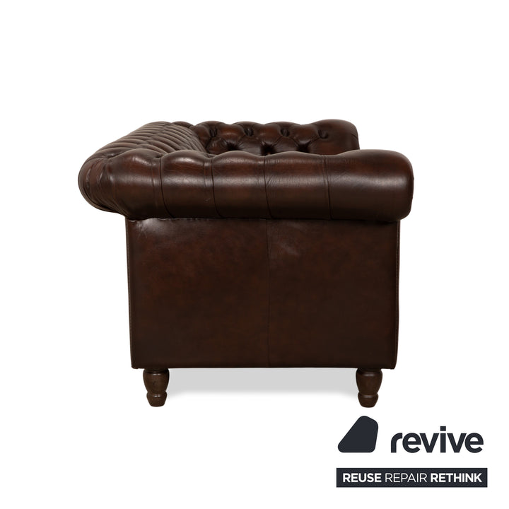 Chesterfield Leder Zweisitzer Braun von Wilmowsky Sofa Couch