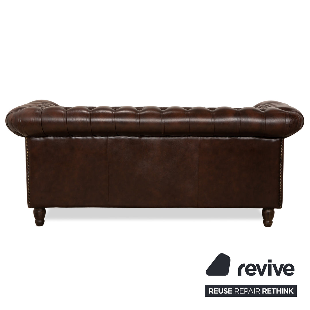 Chesterfield Leder Zweisitzer Braun von Wilmowsky Sofa Couch