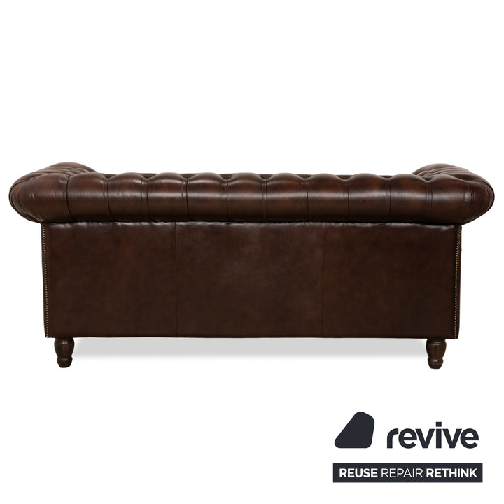 Chesterfield Leder Zweisitzer Braun von Wilmowsky Sofa Couch