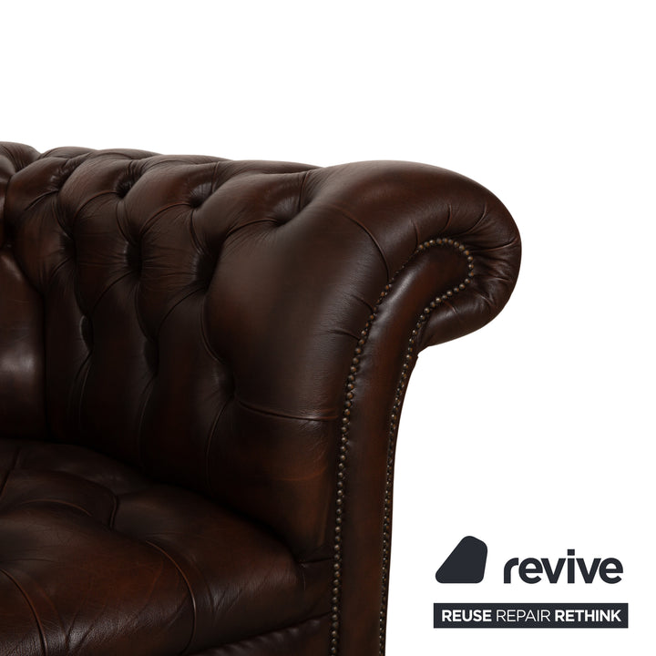 Chesterfield Leder Zweisitzer Braun von Wilmowsky Sofa Couch