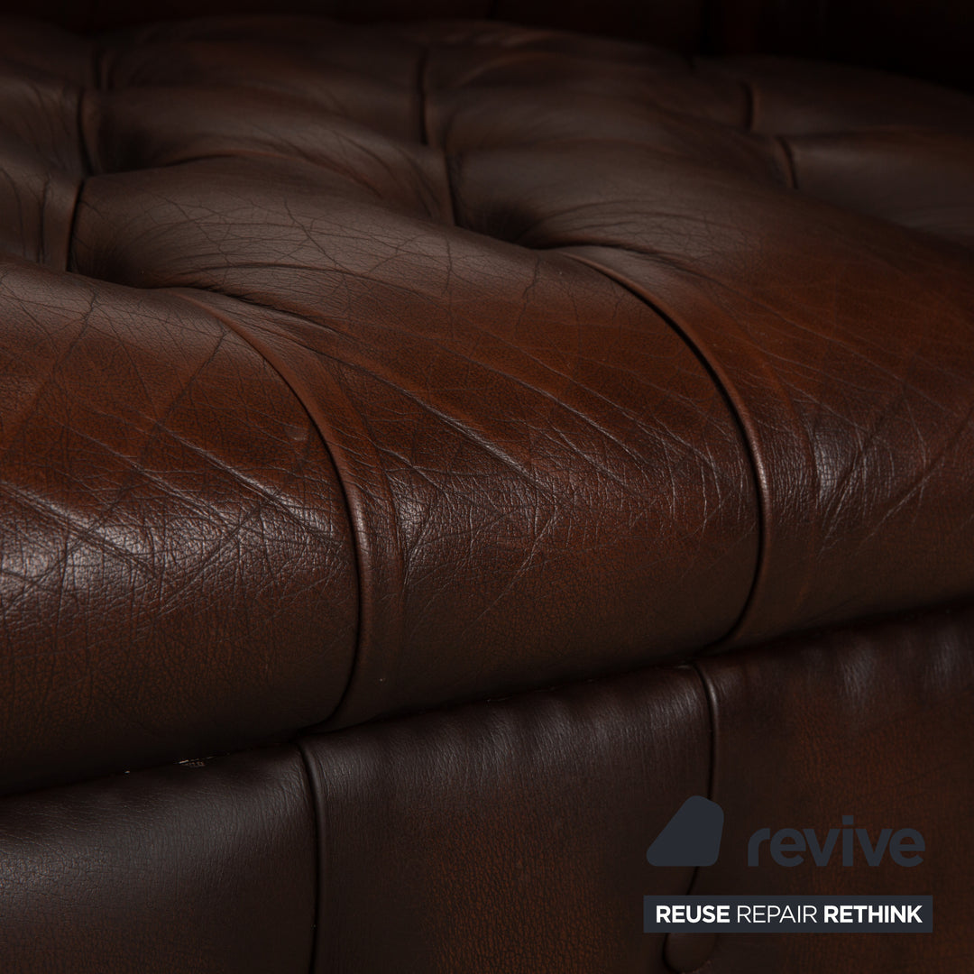 Chesterfield Leder Zweisitzer Braun Mokka von Wilmowsky Sofa Couch