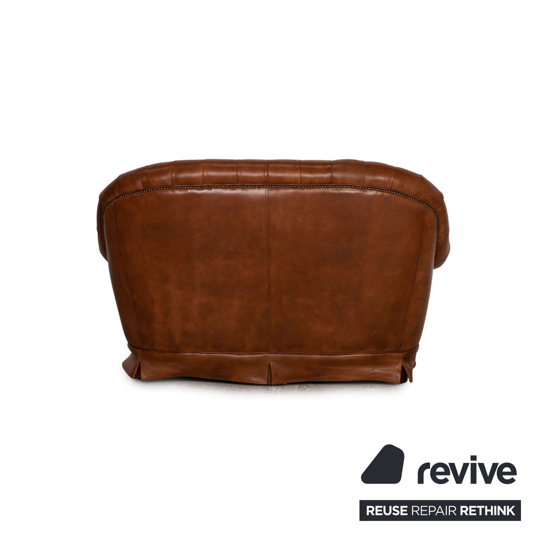 Chesterfield Leder Zweisitzer Cognac Sofa Couch