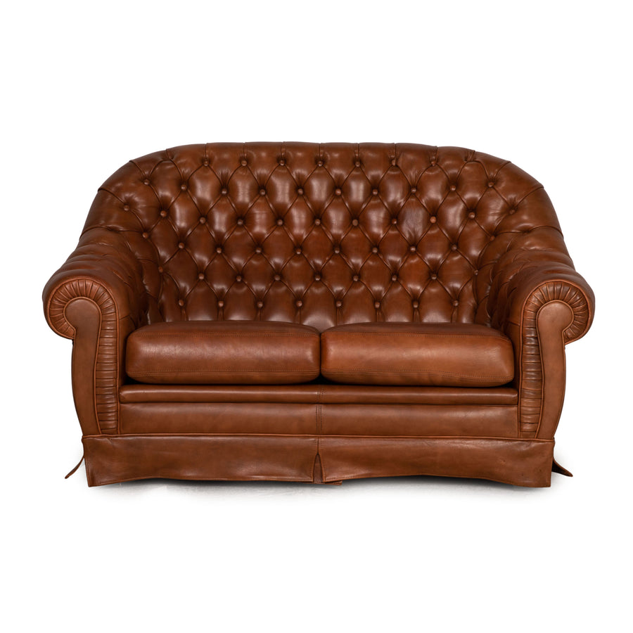 Chesterfield Leder Zweisitzer Cognac Sofa Couch