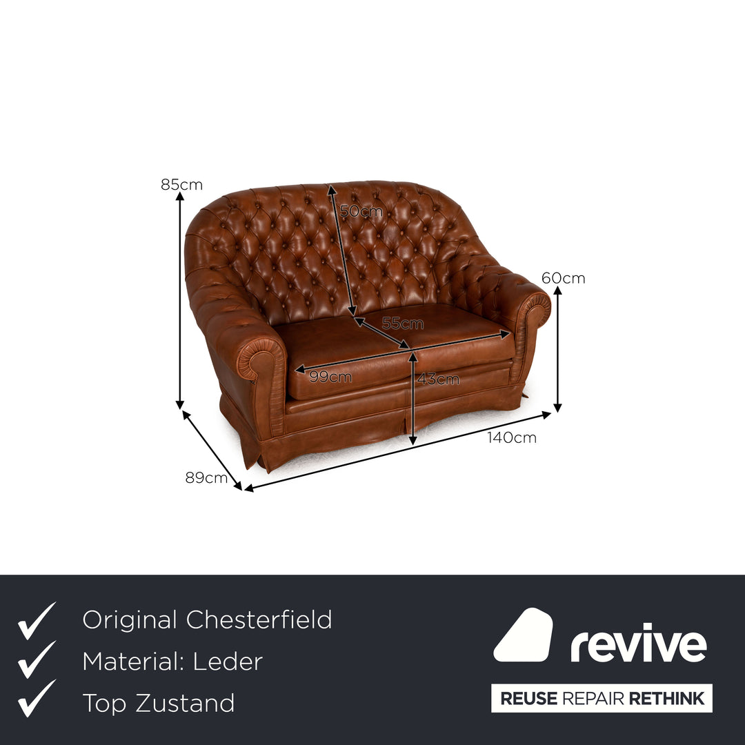 Chesterfield Leder Zweisitzer Cognac Sofa Couch