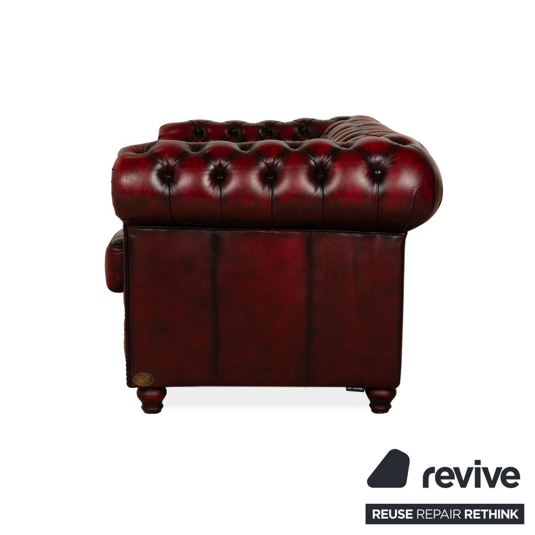 Chesterfield Leder Zweisitzer Rot Braun Sofa Couch Vintage
