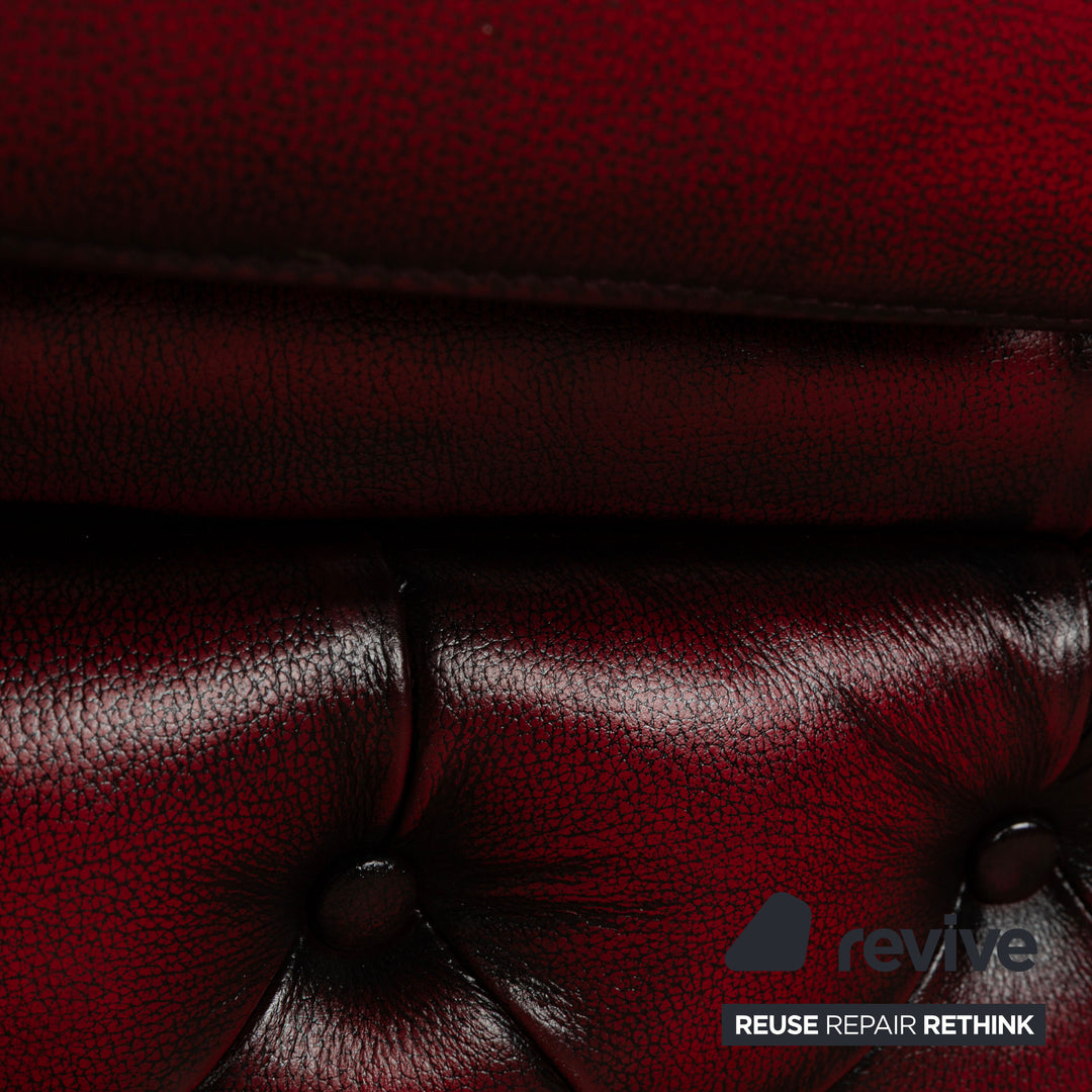 Chesterfield Leder Zweisitzer Rot Braun Sofa Couch Vintage