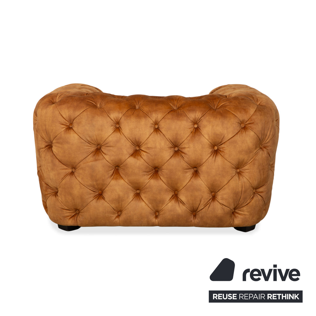 Fauteuil Chesterfield en tissu, or, jaune, ocre, Kare Design