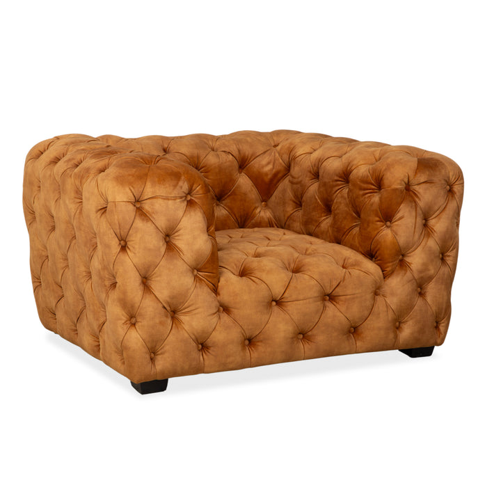 Fauteuil Chesterfield en tissu, or, jaune, ocre, Kare Design