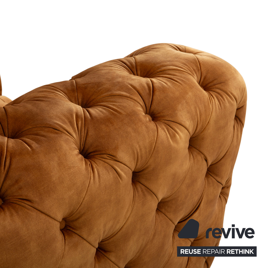 Fauteuil Chesterfield en tissu, or, jaune, ocre, Kare Design