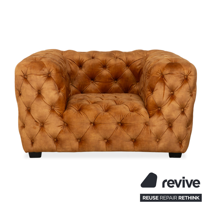 Chesterfield Stoff Sessel Gold Gelb Ocker Kare Design