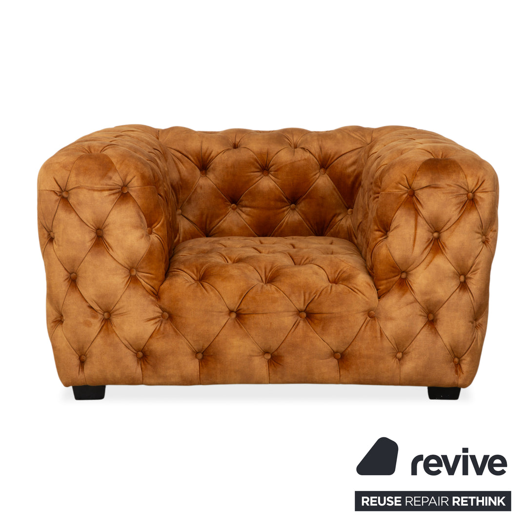 Fauteuil Chesterfield en tissu, or, jaune, ocre, Kare Design