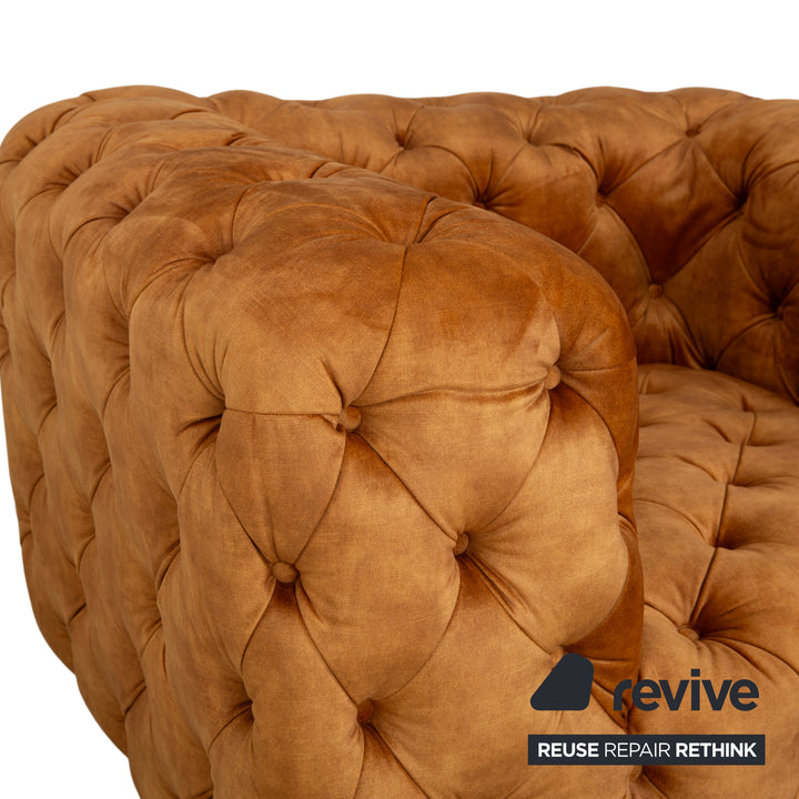 Chesterfield Stoff Sessel Gold Gelb Ocker Kare Design