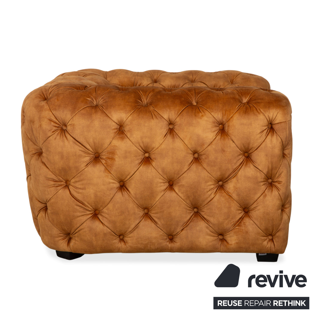 Fauteuil Chesterfield en tissu, or, jaune, ocre, Kare Design
