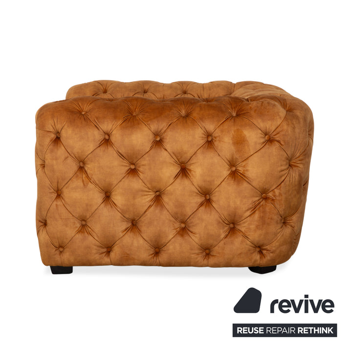 Fauteuil Chesterfield en tissu, or, jaune, ocre, Kare Design