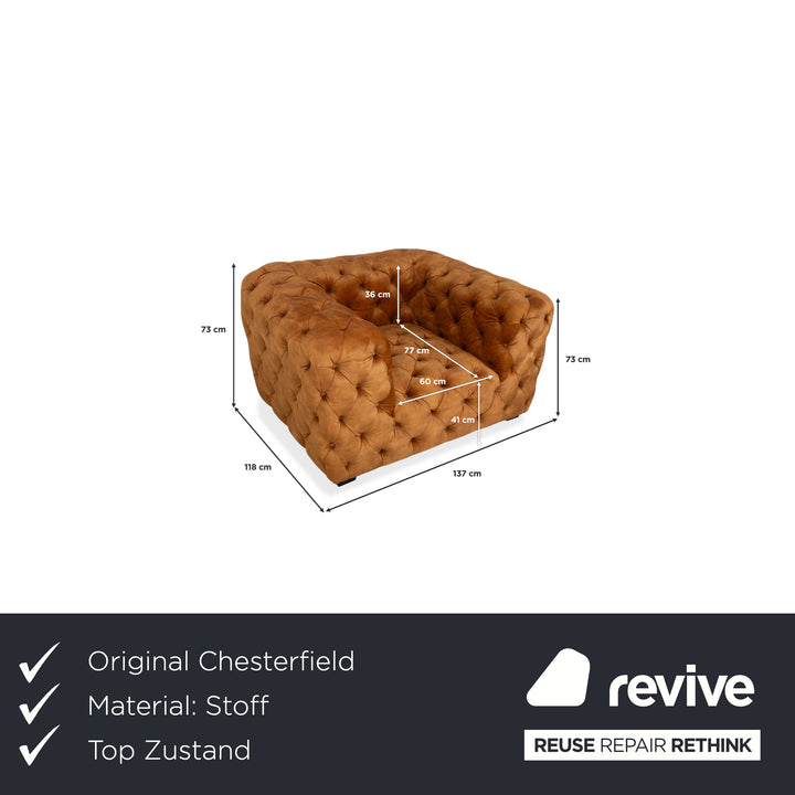 Chesterfield Stoff Sessel Gold Gelb Ocker Kare Design