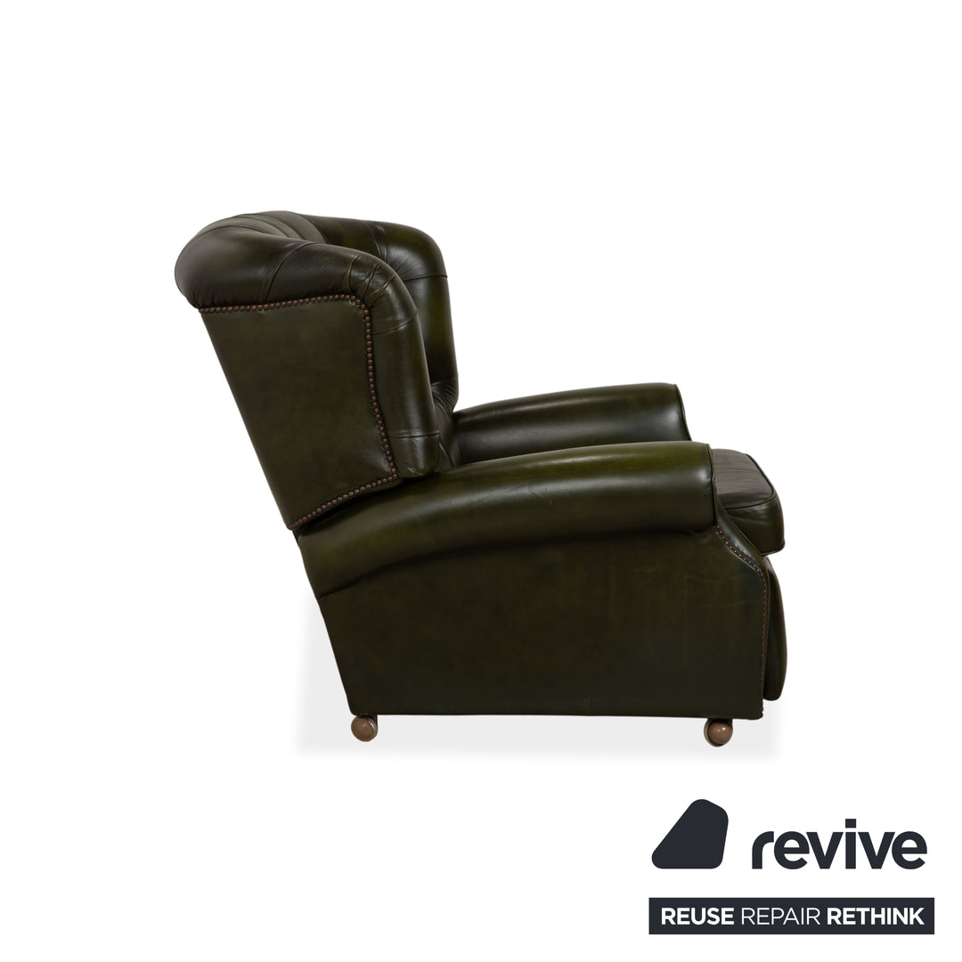 Chesterfield Wade Leder Sessel Grün manuelle Funktion Vintage