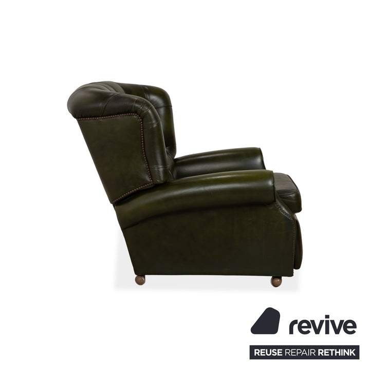 Chesterfield Wade Leder Sessel Grün manuelle Funktion Vintage