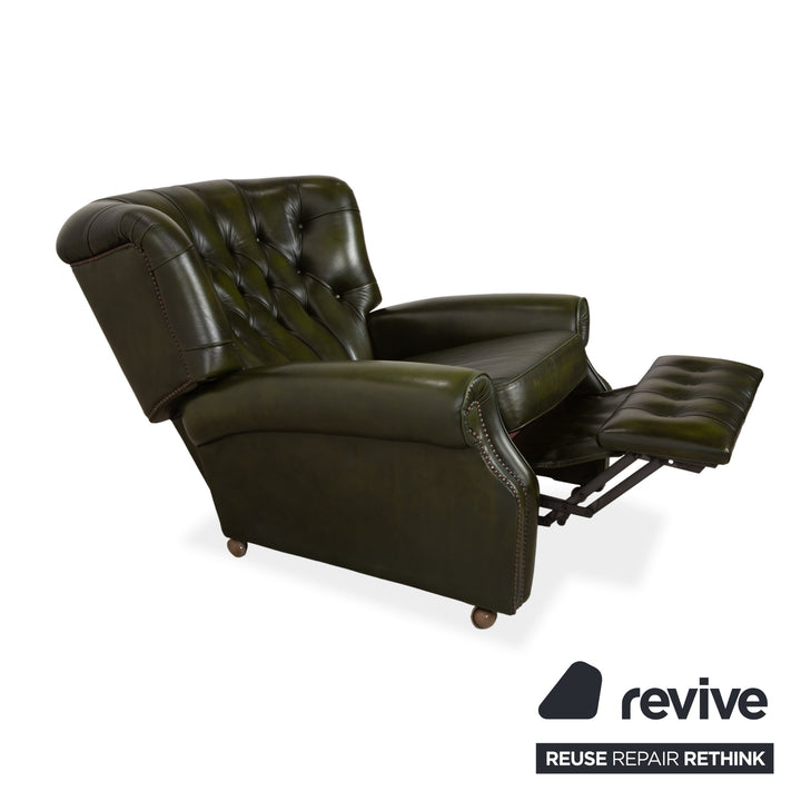 Chesterfield Wade Leder Sessel Grün manuelle Funktion Vintage