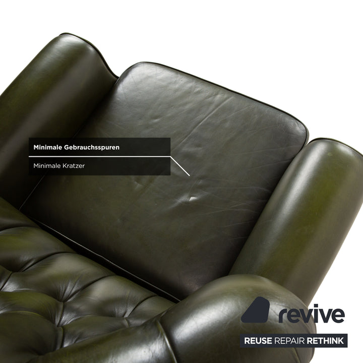 Chesterfield Wade Leder Sessel Grün manuelle Funktion Vintage