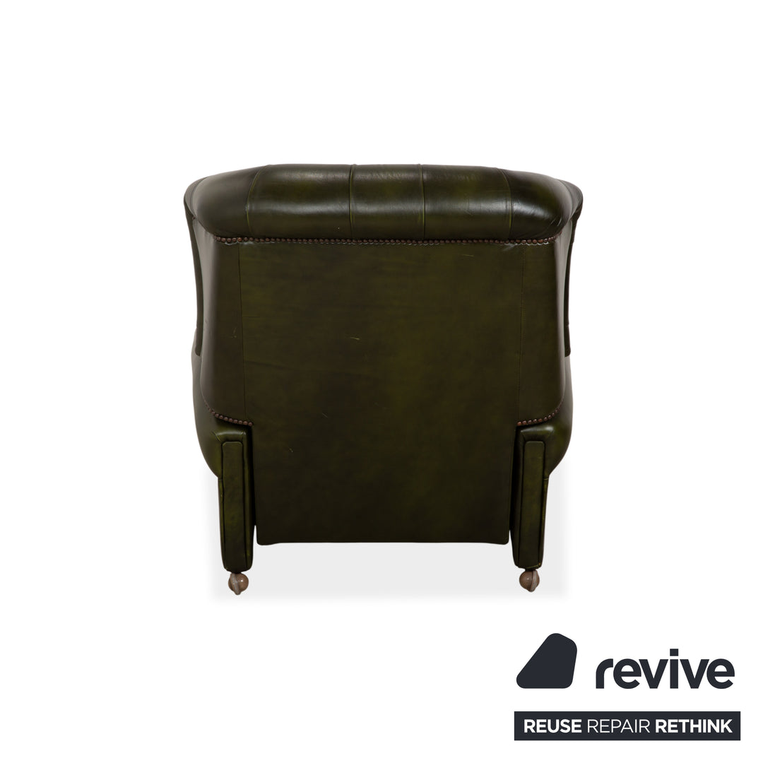 Chesterfield Wade Leder Sessel Grün manuelle Funktion Vintage